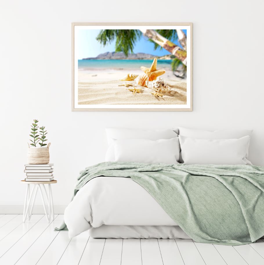 Sea Shells on Beach Photograph Home Decor Premium Quality Poster Print Choose Your Sizes