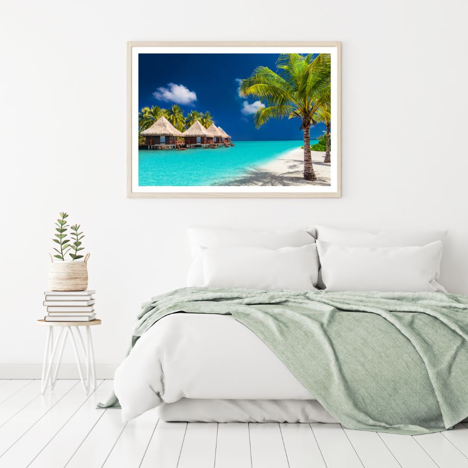 Beach Huts on Sea Scenery View Home Decor Premium Quality Poster Print Choose Your Sizes