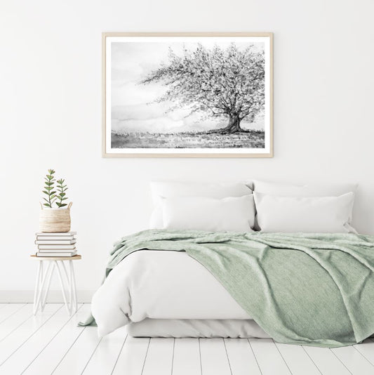 B&W Tree Watercolor Painting Home Decor Premium Quality Poster Print Choose Your Sizes