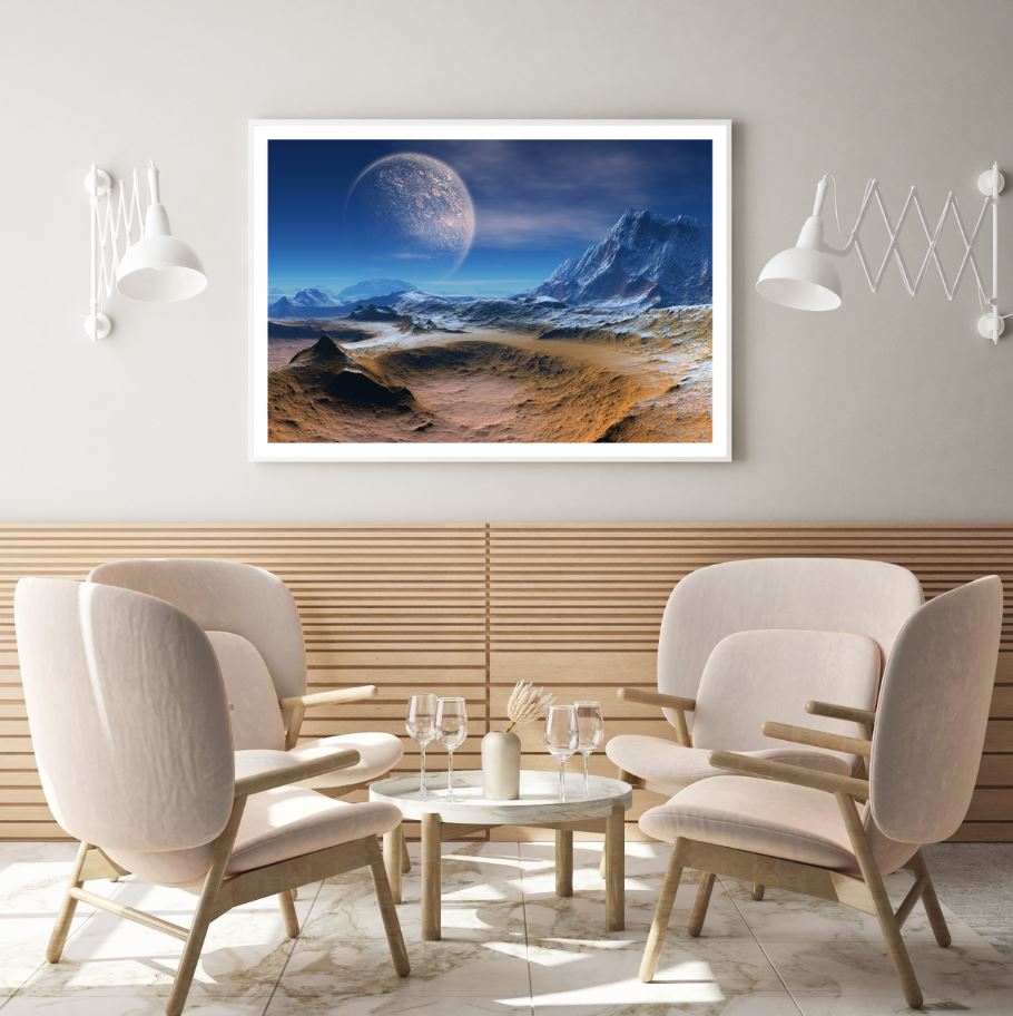 Moon Scenery View from Mars View Home Decor Premium Quality Poster Print Choose Your Sizes