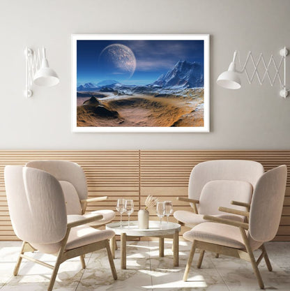 Moon Scenery View from Mars View Home Decor Premium Quality Poster Print Choose Your Sizes