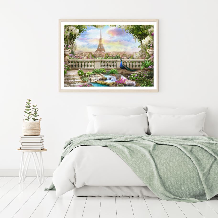 Eiffel Tower & Balcony Digital Painting Home Decor Premium Quality Poster Print Choose Your Sizes