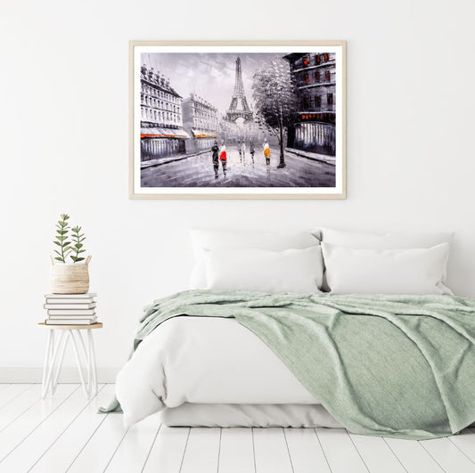 Eiffel Tower & Street Watercolor Painting Home Decor Premium Quality Poster Print Choose Your Sizes