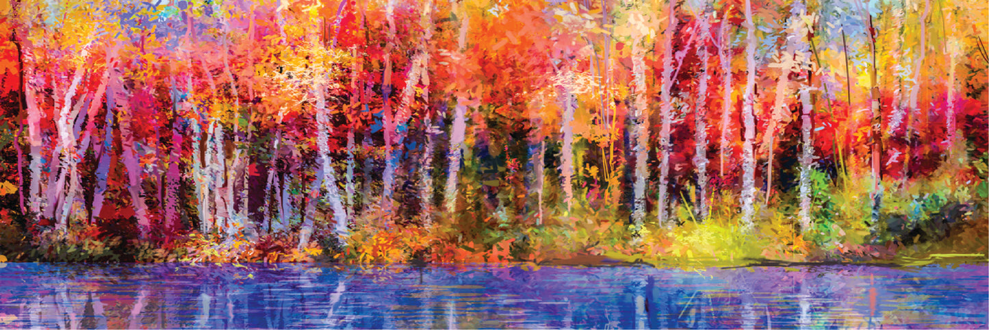 Panoramic Canvas Colourful Abstract Forest Painting High Quality 100% Australian made wall Canvas Print ready to hang