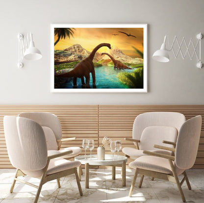 Dinosaurs Scenery Painting Home Decor Premium Quality Poster Print Choose Your Sizes