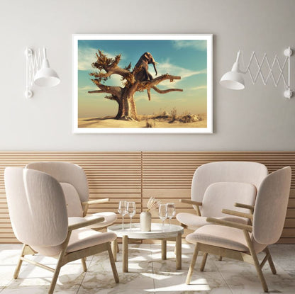 Elephant on Tree Digital Art Home Decor Premium Quality Poster Print Choose Your Sizes