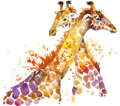 Square Canvas Giraffe Couple Painting High Quality Print 100% Australian Made