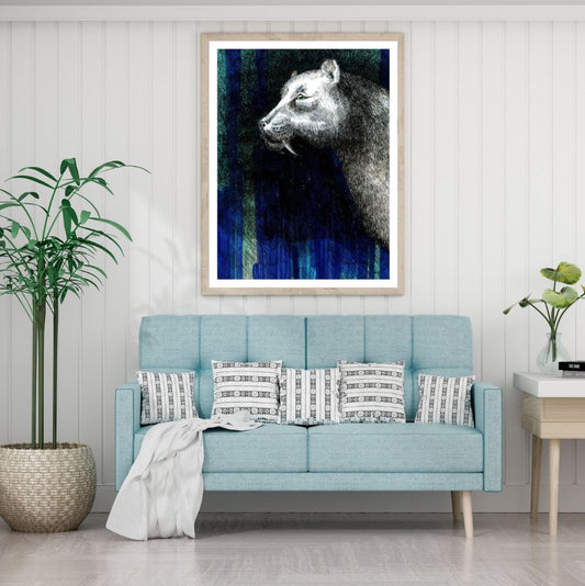Panther B&W & Forest Drawing Home Decor Premium Quality Poster Print Choose Your Sizes