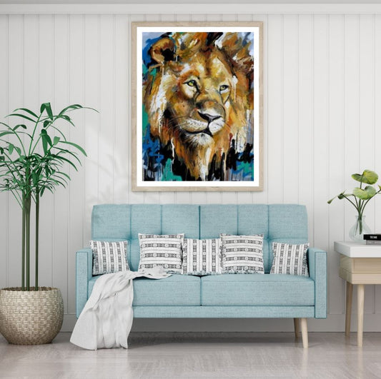 Colorful Lion Portrait Watercolor Home Decor Premium Quality Poster Print Choose Your Sizes