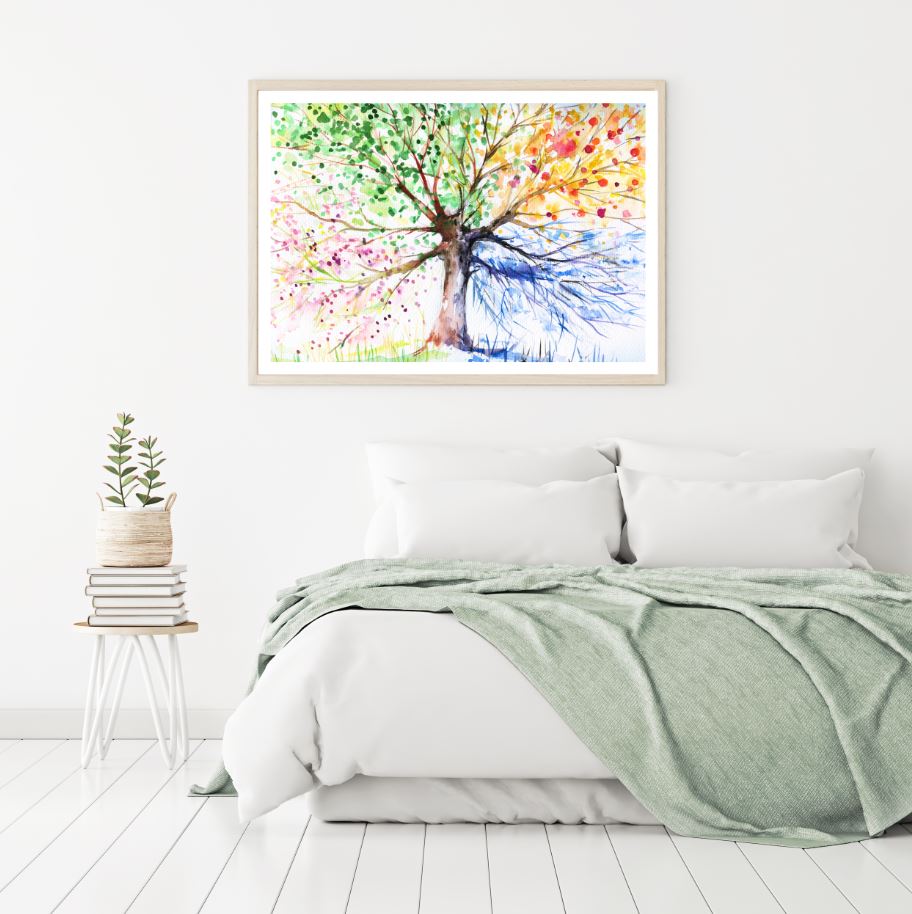 Colorful Tree Watercolor Painting Home Decor Premium Quality Poster Print Choose Your Sizes