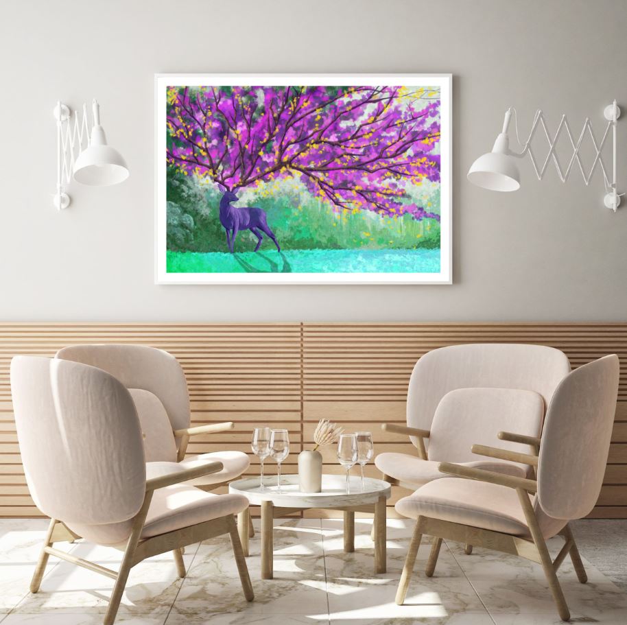 Deer with Floral Antler Painting Home Decor Premium Quality Poster Print Choose Your Sizes