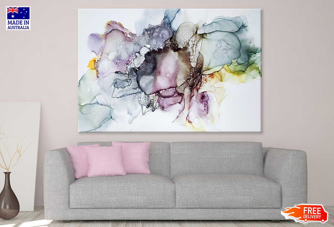 Pink Blue Yellow & Green Alcohol Ink Abstract Design Print 100% Australian Made