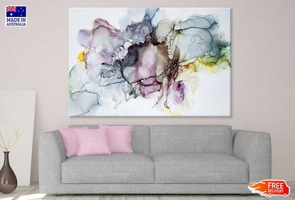 Pink Blue Yellow & Green Alcohol Ink Abstract Design Print 100% Australian Made