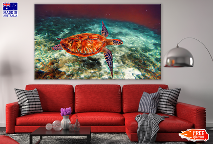 Turtle in the Sea Painting Print 100% Australian Made