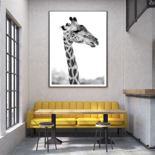 Giraffe B&W Photograph Home Decor Premium Quality Poster Print Choose Your Sizes