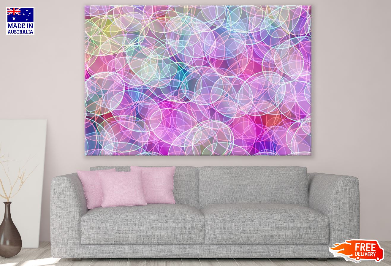 Pink Blue & Yellow Circles Lines Abstract Design Print 100% Australian Made