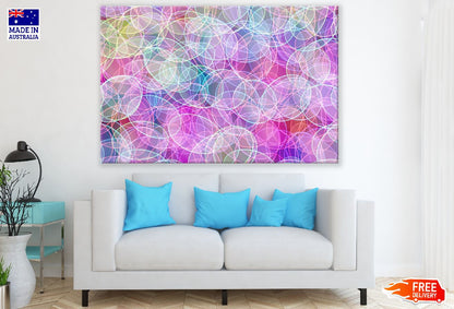 Pink Blue & Yellow Circles Lines Abstract Design Print 100% Australian Made