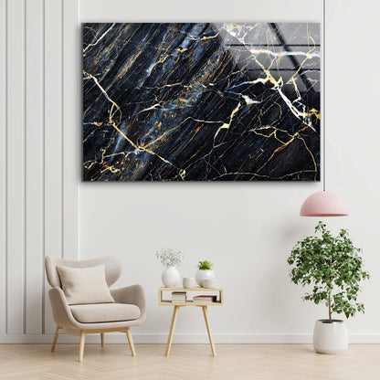 Black Silver & Gold Abstract Design Acrylic Glass Print Tempered Glass Wall Art 100% Made in Australia Ready to Hang