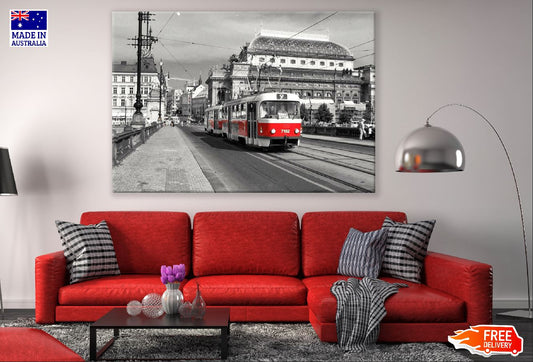 Trams in Prague City B&W Photograph Print 100% Australian Made