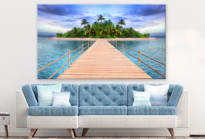 Stunning Long Wooden Pier Beach Island Print 100% Australian Made