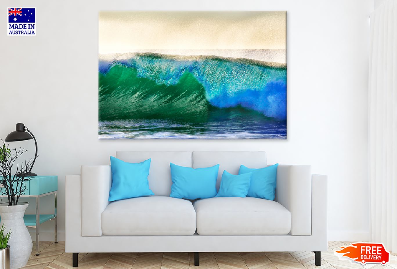 Emerald Pacific Ocean Wave View Print 100% Australian Made