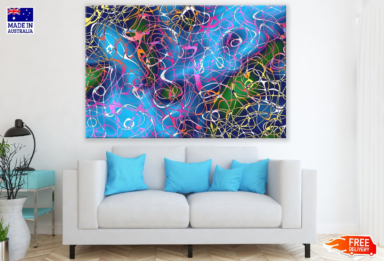 Colorful Digital Curve Lines Abstract Design Print 100% Australian Made