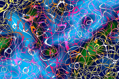 Colorful Digital Curve Lines Abstract Design Print 100% Australian Made