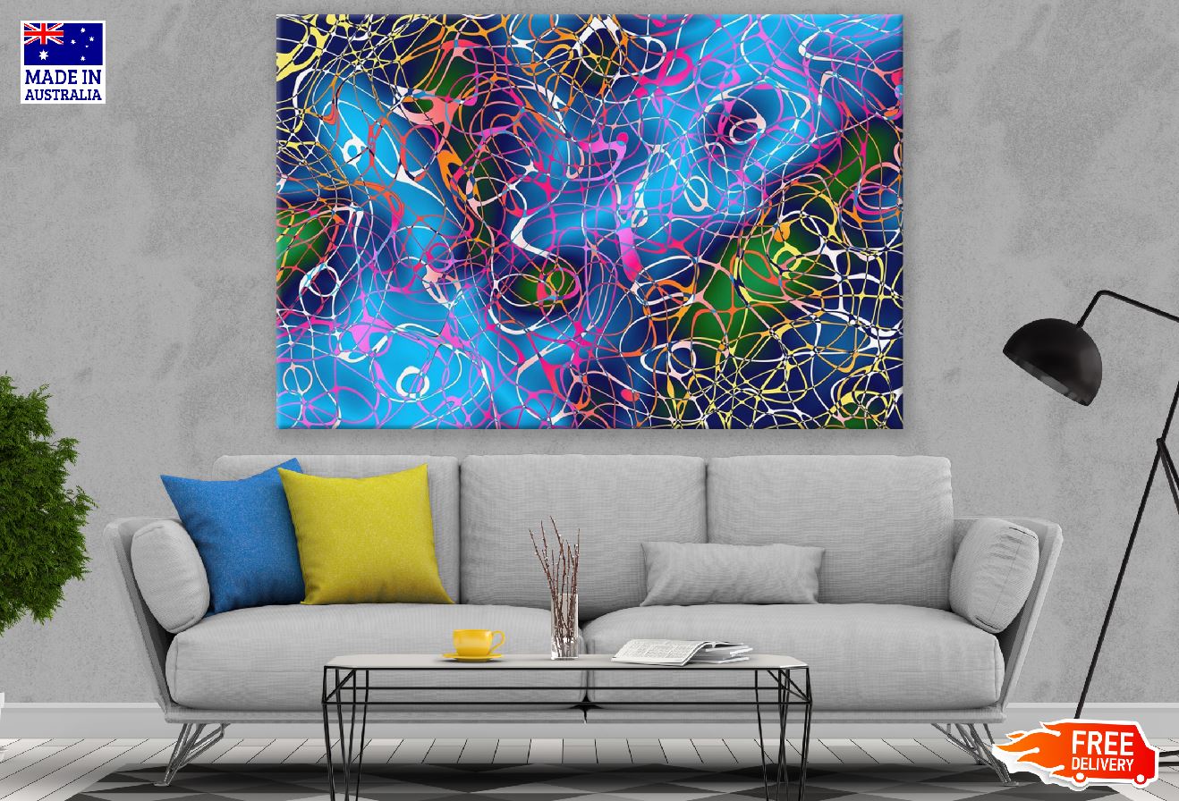 Colorful Digital Curve Lines Abstract Design Print 100% Australian Made
