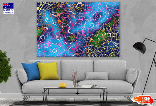 Colorful Digital Curve Lines Abstract Design Print 100% Australian Made