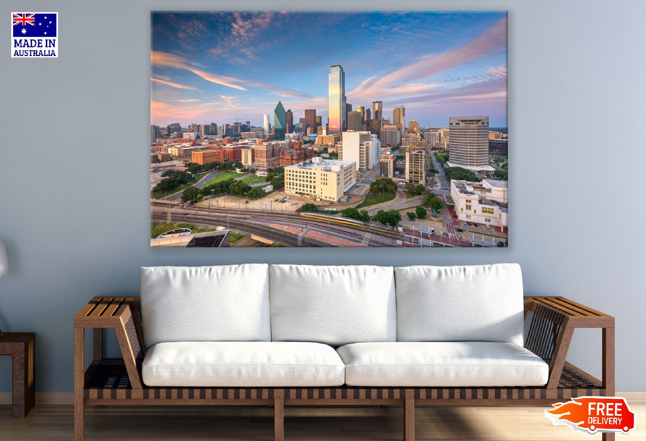 Dallas, Texas, USA Skyline over Dealey Plaza Photograph Print 100% Australian Made