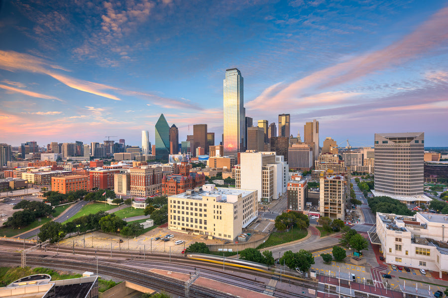 Dallas, Texas, USA Skyline over Dealey Plaza Photograph Print 100% Australian Made