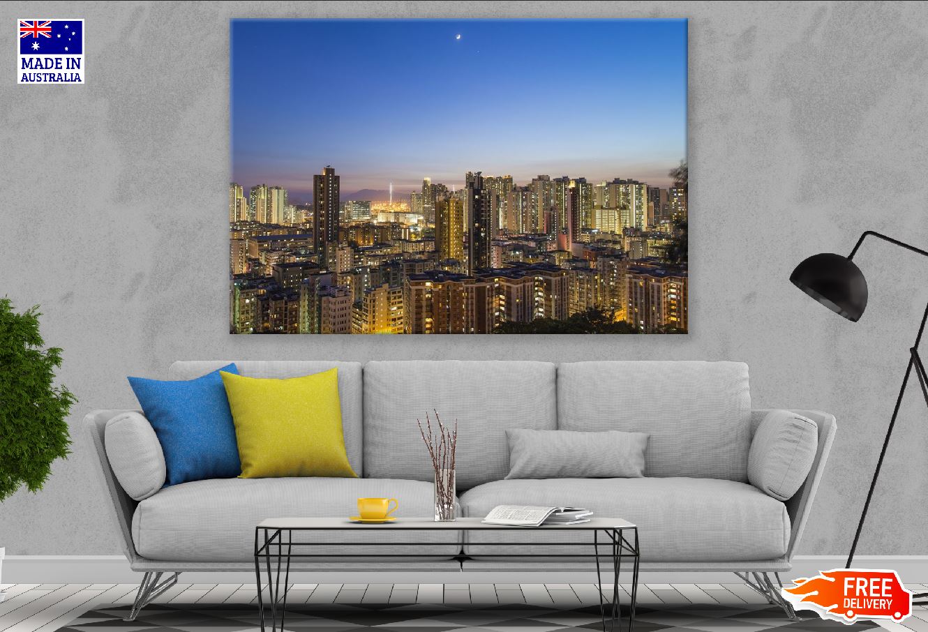 Chicago Downtown Night Aerial view Photograph Print 100% Australian Made