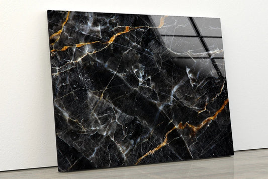 Black Gold & Silver Abstract Design Acrylic Glass Print Tempered Glass Wall Art 100% Made in Australia Ready to Hang