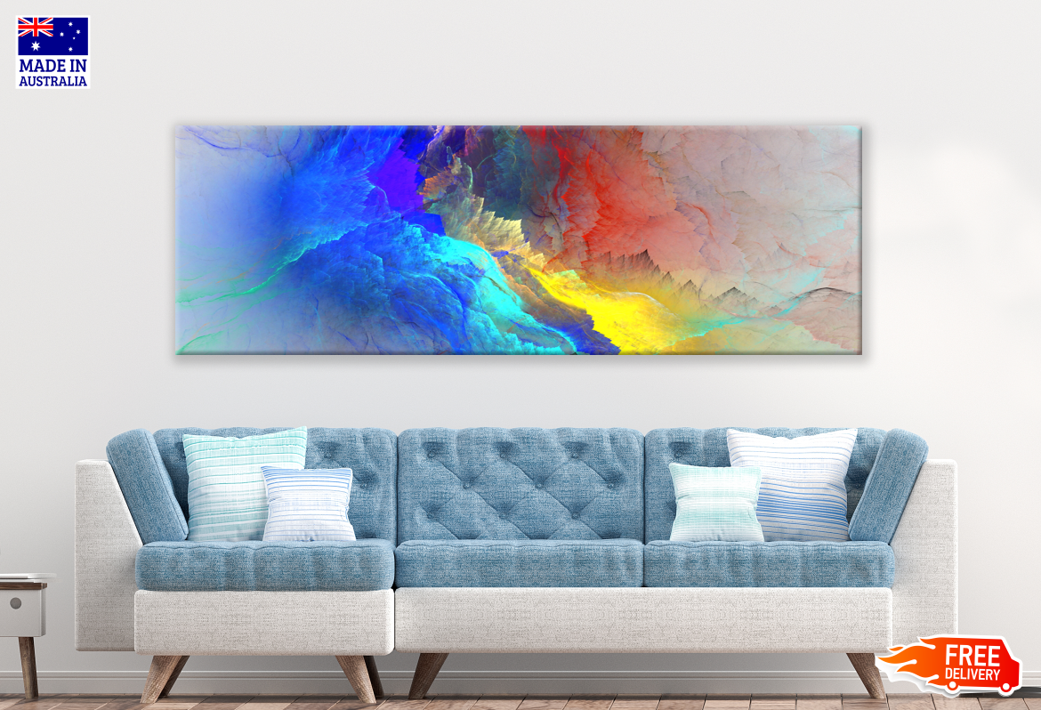 Panoramic Canvas Colourful Abstract Design High Quality 100% Australian made wall Canvas Print ready to hang