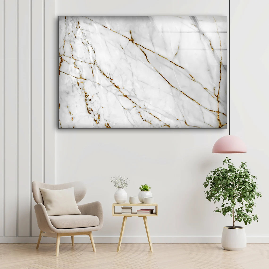 White & Gold Abstract Design Acrylic Glass Print Tempered Glass Wall Art 100% Made in Australia Ready to Hang