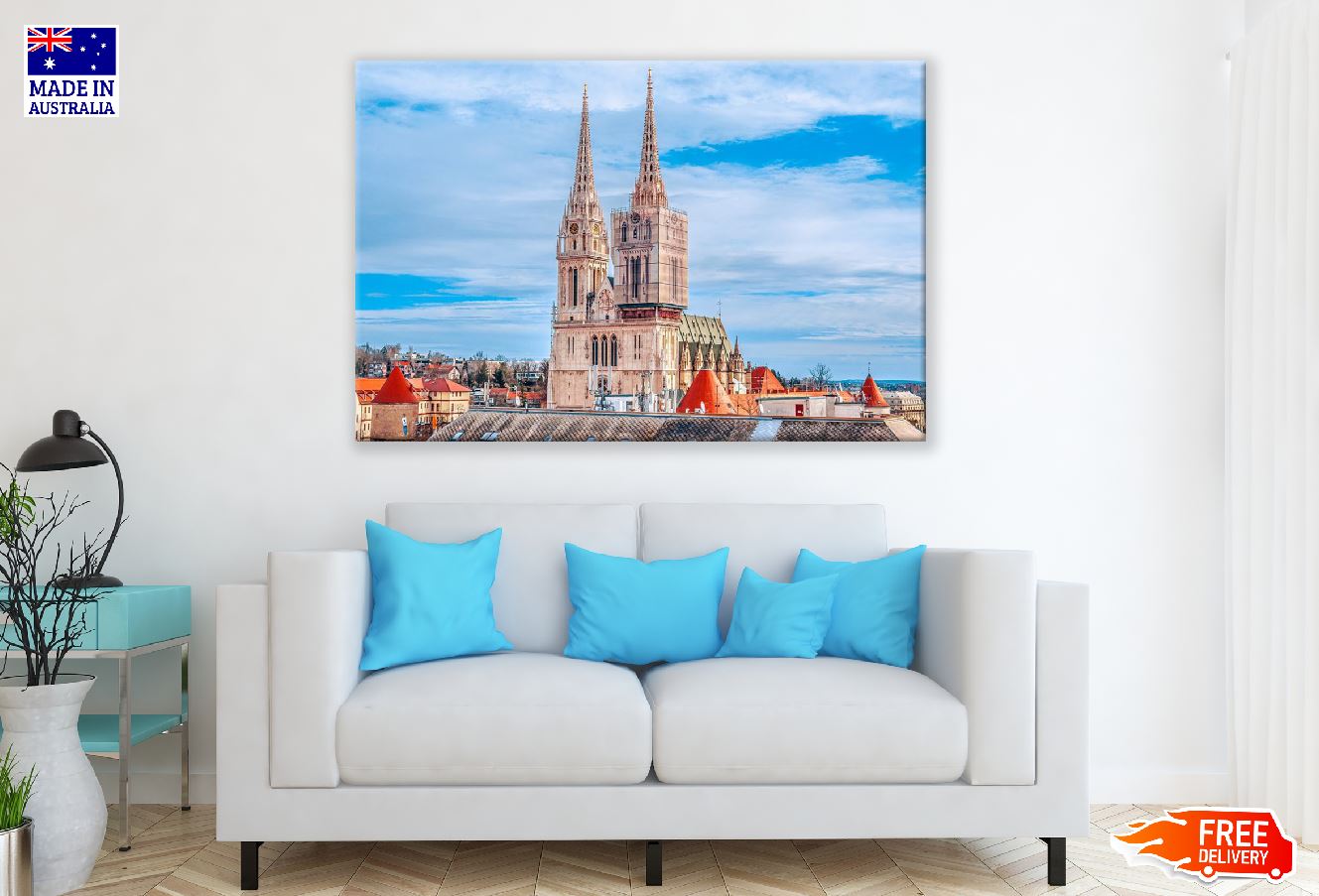Roman Catholic Zagreb Cathedral & Blue Sky Photograph Print 100% Australian Made