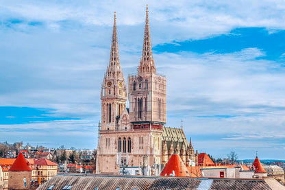 Roman Catholic Zagreb Cathedral & Blue Sky Photograph Print 100% Australian Made