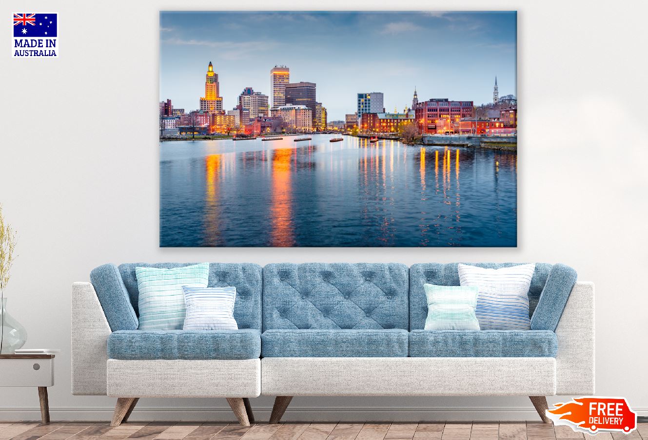 Providence, Rhode Island Cityscape View From River Print 100% Australian Made