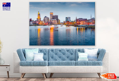 Providence, Rhode Island Cityscape View From River Print 100% Australian Made