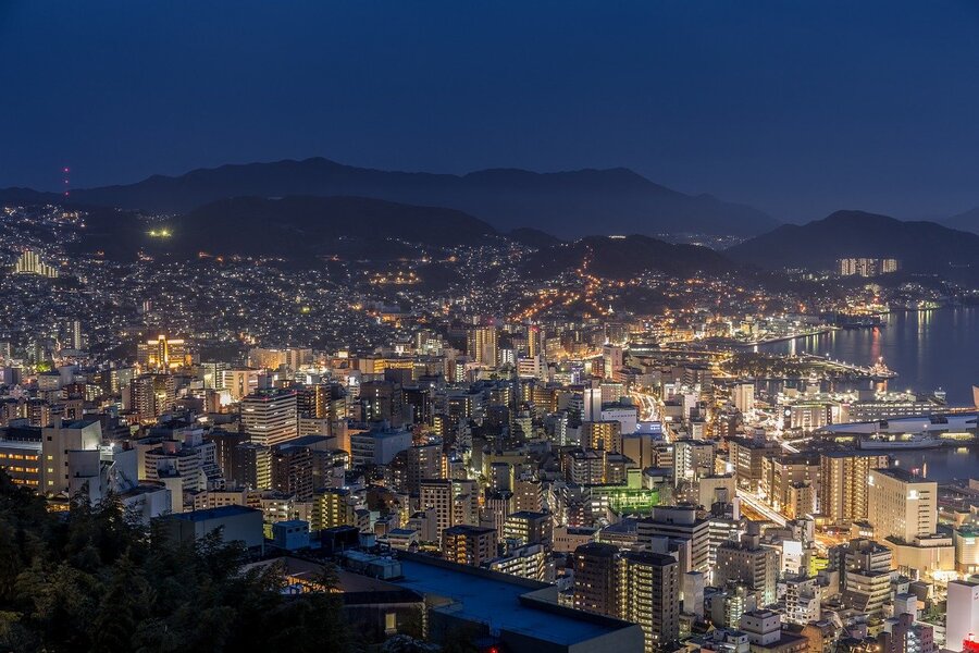 Nagasaki City, Night View Photograph Japan Print 100% Australian Made