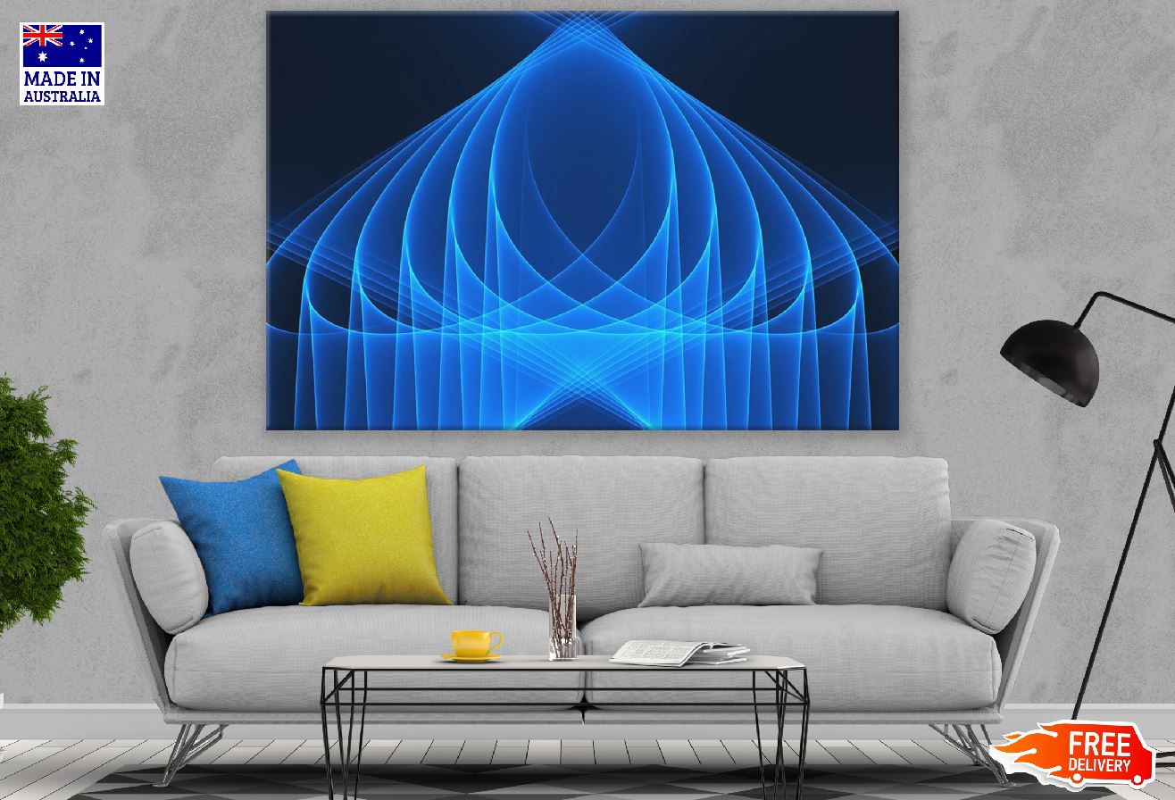 Blue Digital Lines Abstract Design Print 100% Australian Made