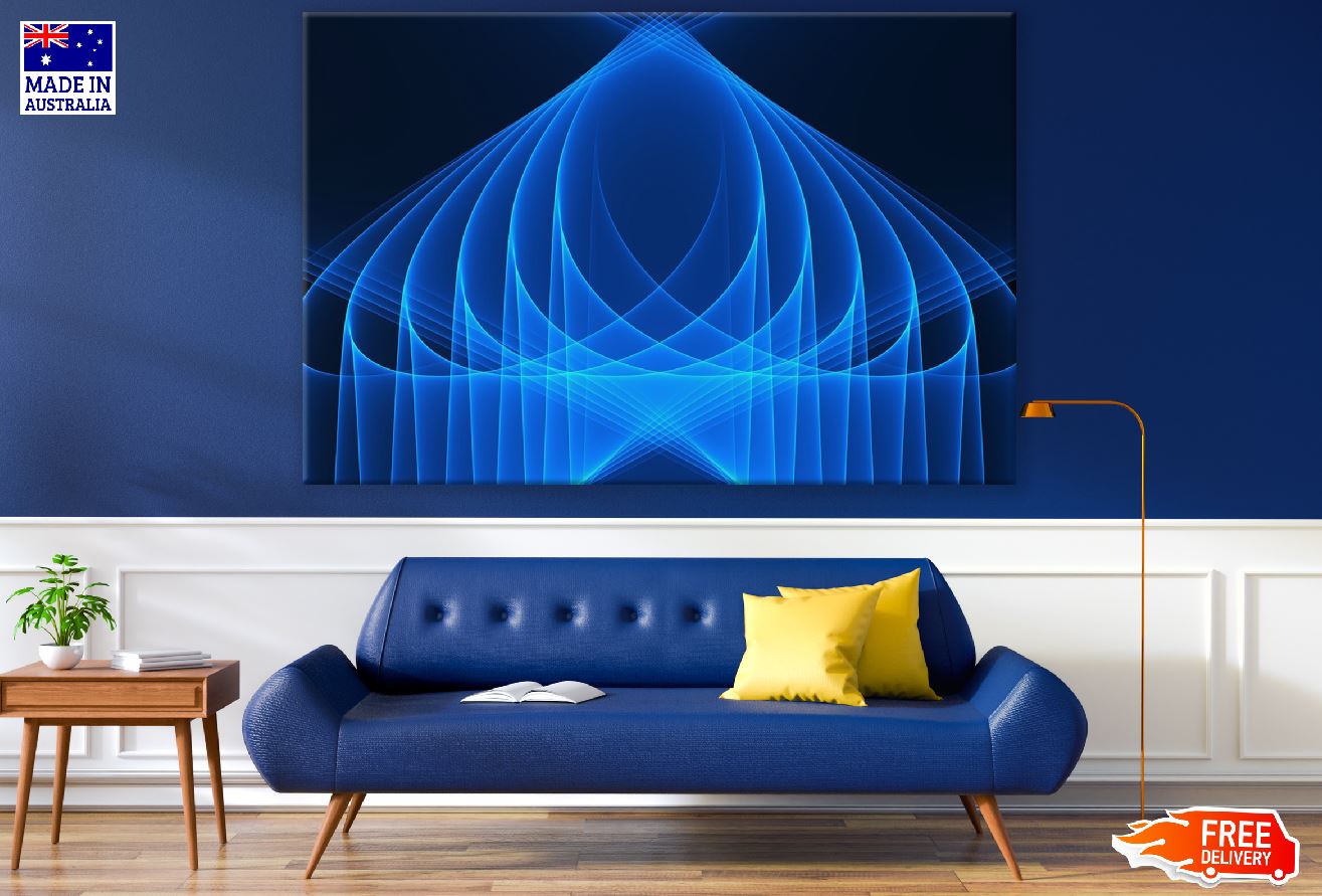 Blue Digital Lines Abstract Design Print 100% Australian Made