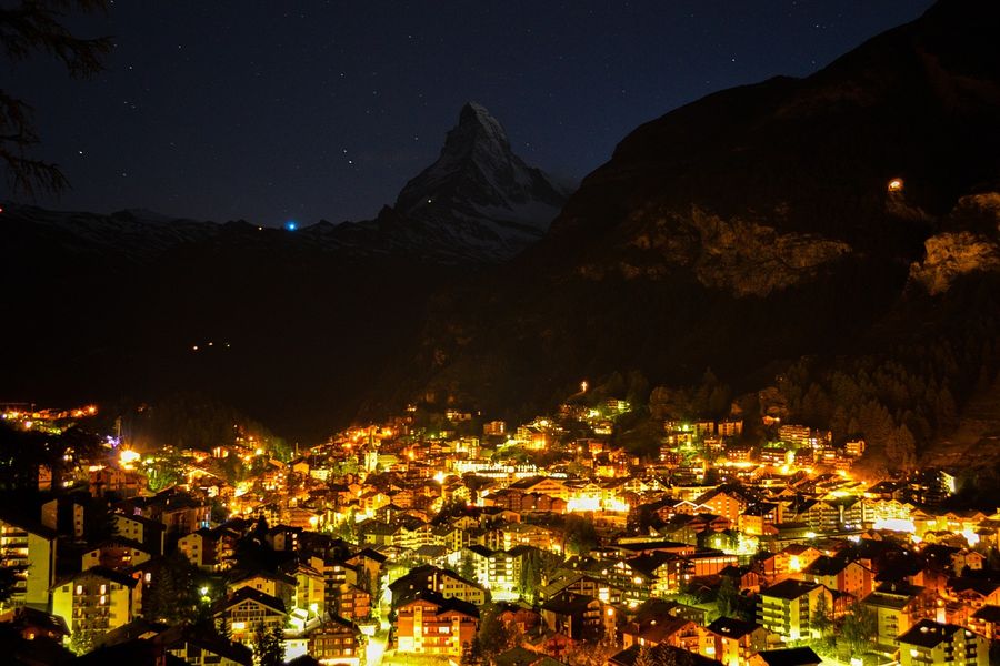 Zermatt, Switzerland Night View Photograph Print 100% Australian Made