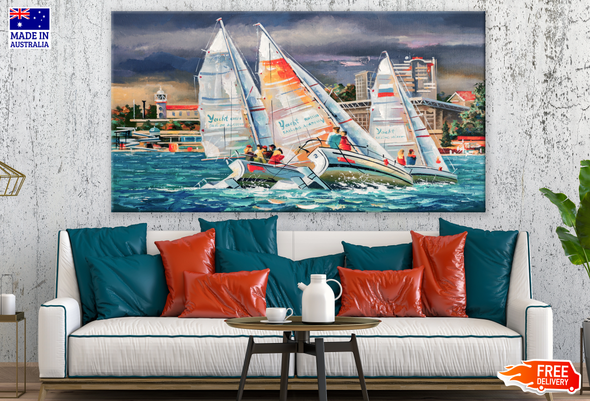 Yatches Sailing Painting Print 100% Australian Made