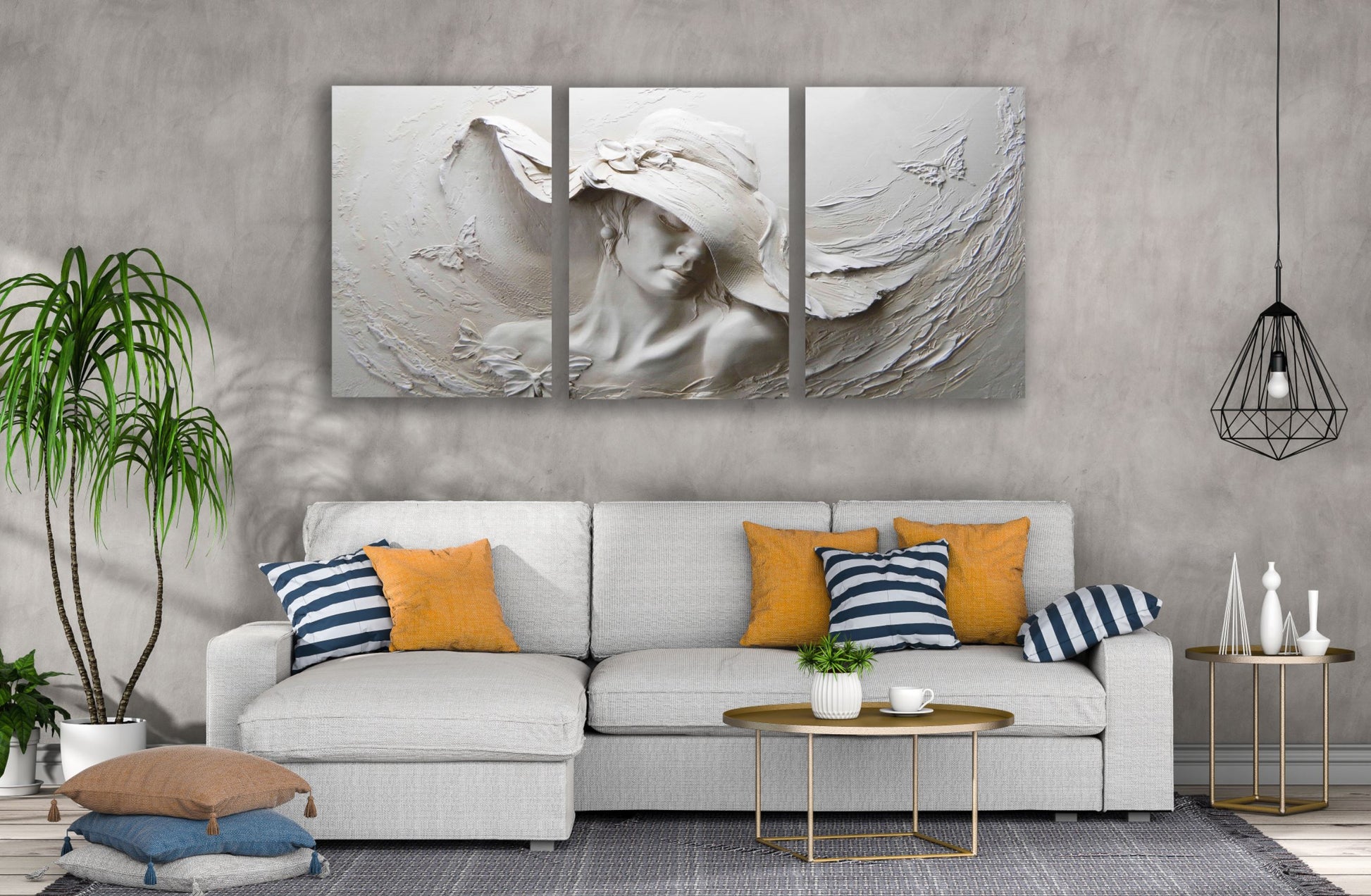 3 Set of Woman Portrait Marble Design High Quality Print 100% Australian Made Wall Canvas Ready to Hang