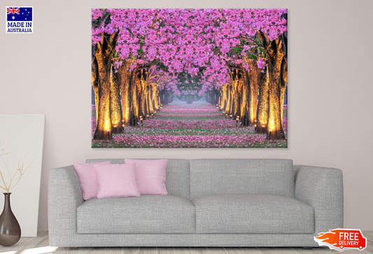 Pink Flower Trees & Road Photograph Print 100% Australian Made