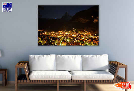 Zermatt, Switzerland Night View Photograph Print 100% Australian Made