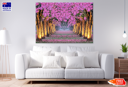 Pink Flower Trees & Road Photograph Print 100% Australian Made