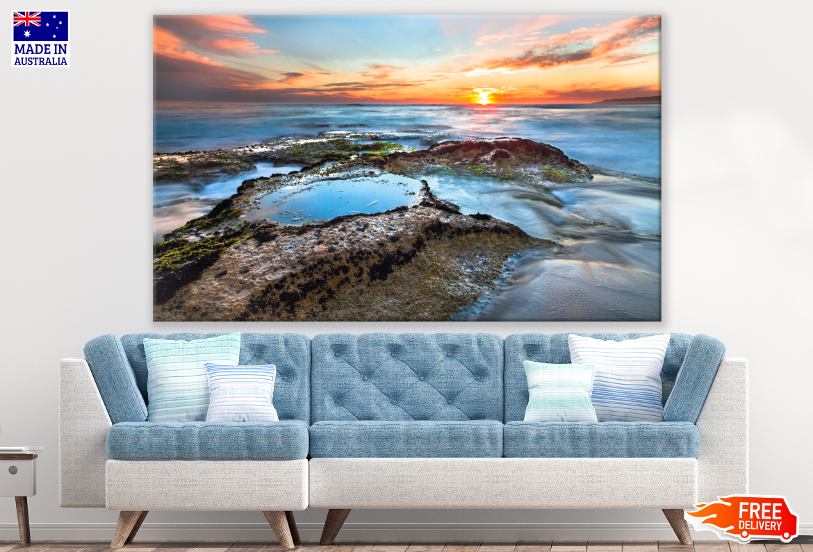 Beach at Sunset Stunning View Print 100% Australian Made