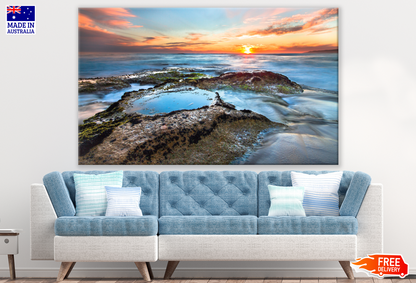 Beach at Sunset Stunning View Print 100% Australian Made